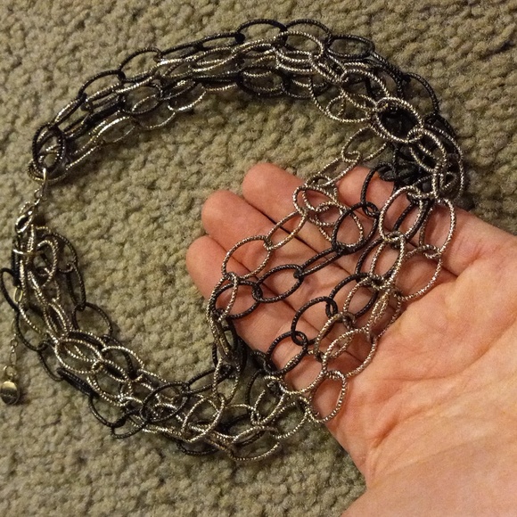 Alfani Silvertones multi-strand Large Link/Chain Necklace - Picture 6 of 7